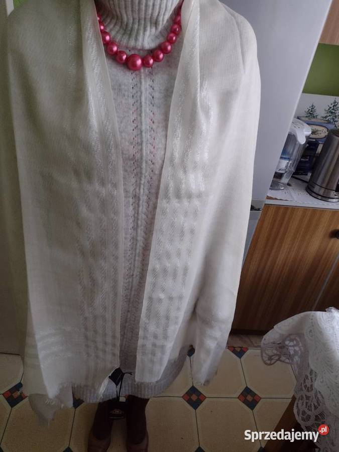 Wełniano jedwabny szal wieczorowy jedwab Kraków sprzedam