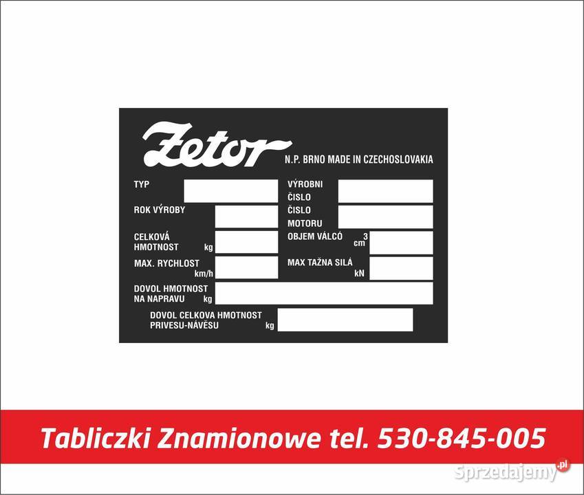 Tabliczka znamionowa Zetor Pleszew