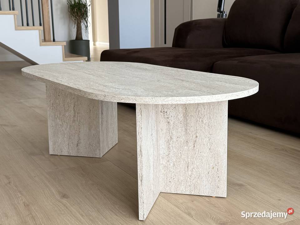 Stolik kawowy Sable owalny blat 119x60 trawertyn Kraków