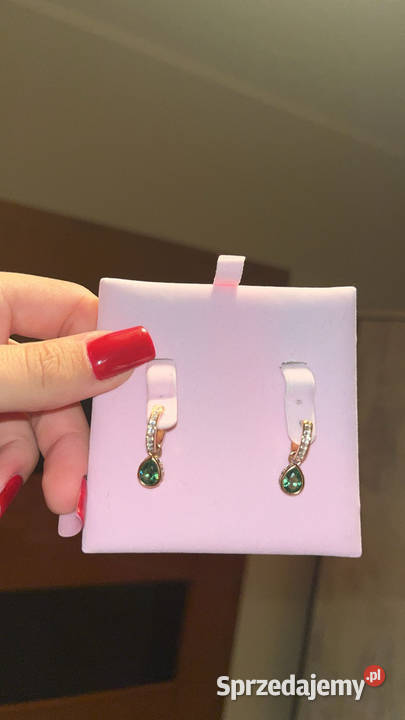 Kolczyki Swarovski zielony kamień małopolskie Nowy Sącz