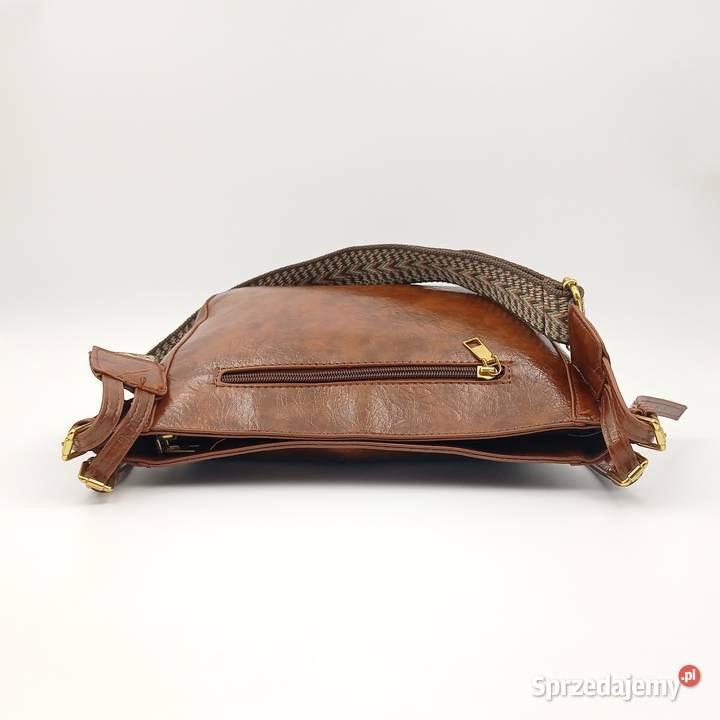 Torebka skórzana na ramie Vintage brąz Dla kobiet Zawiercie