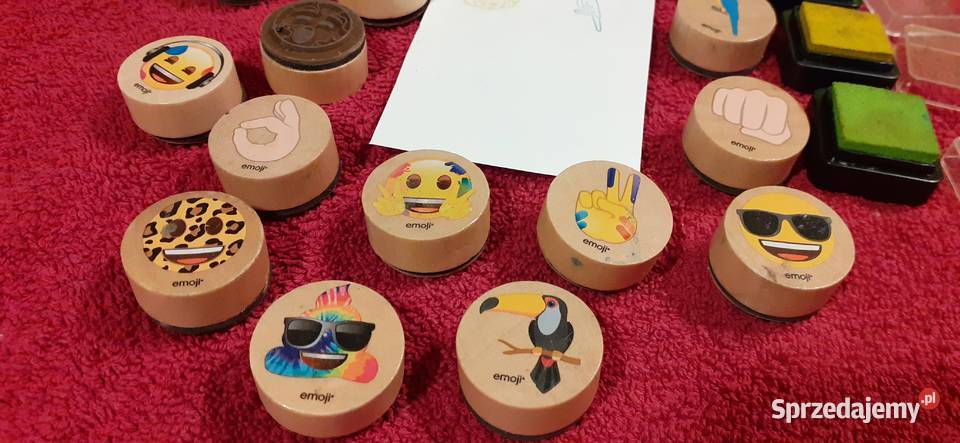 Pieczątki stempelki emotki 22 4 kolory tuszy Tuszkowo