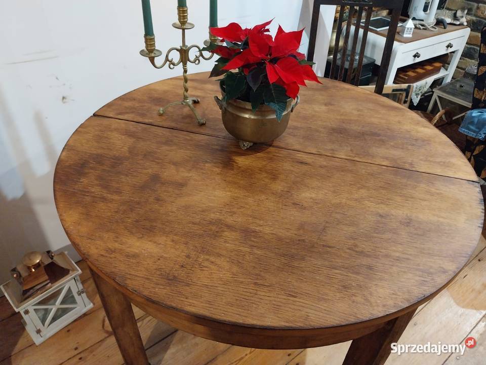 Stół  okragly prl retro vintage ciezki rozkladany