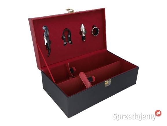 Walizka na Wino z Akcesoriami brązowa 2 Butelki Ostrowy nad Okszą