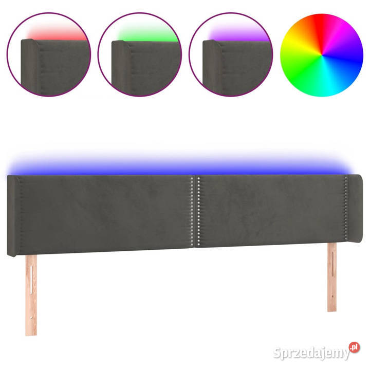Zagłówek do łóżka z LED ciemnoszary 203x16x7888