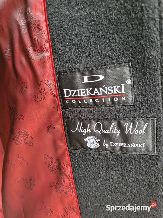 Czarny płaszcz z futrem kaszmir wełna wiskoza sprzedam