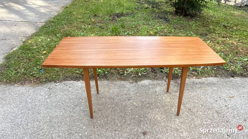 Stolik kawowy PRL 120x50 na skośnych nóżkach 50cm