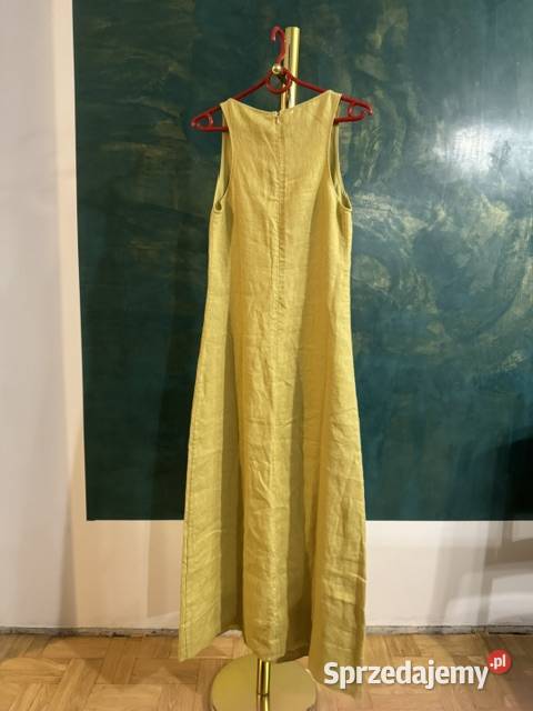 Sukienka damska 34 Massimo Dutti limonkowa z lnu śląskie Częstochowa