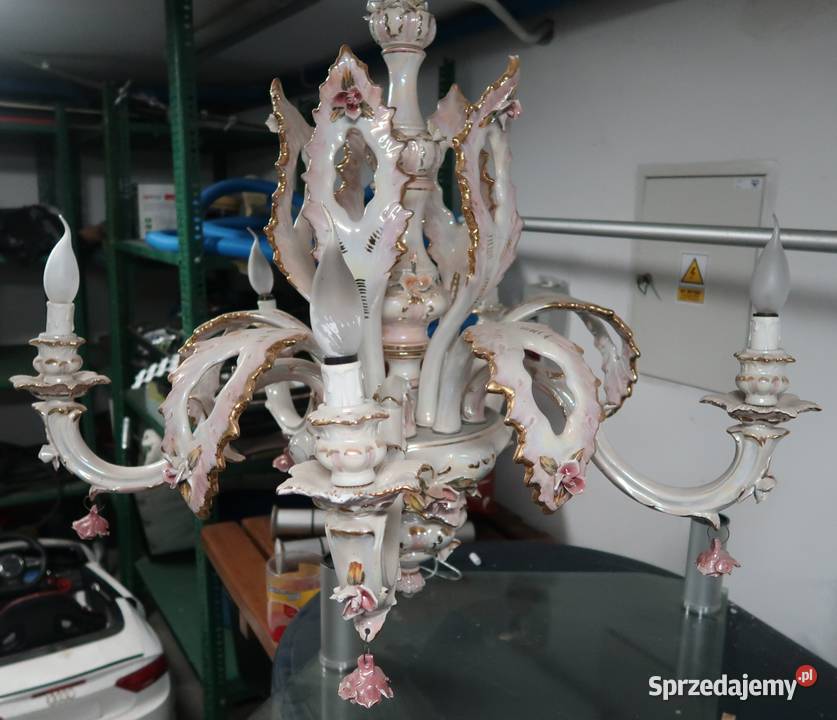 Żyrandol porcelanowy PRL Dąbrowa Górnicza