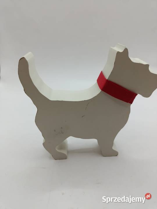Mała drewniana figurka pies west terier cacuszko Zamość
