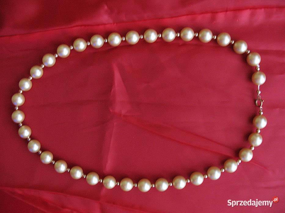 Perły krótki naszyjnik z dużych pereł długość 60 Dla kobiet Siedlce