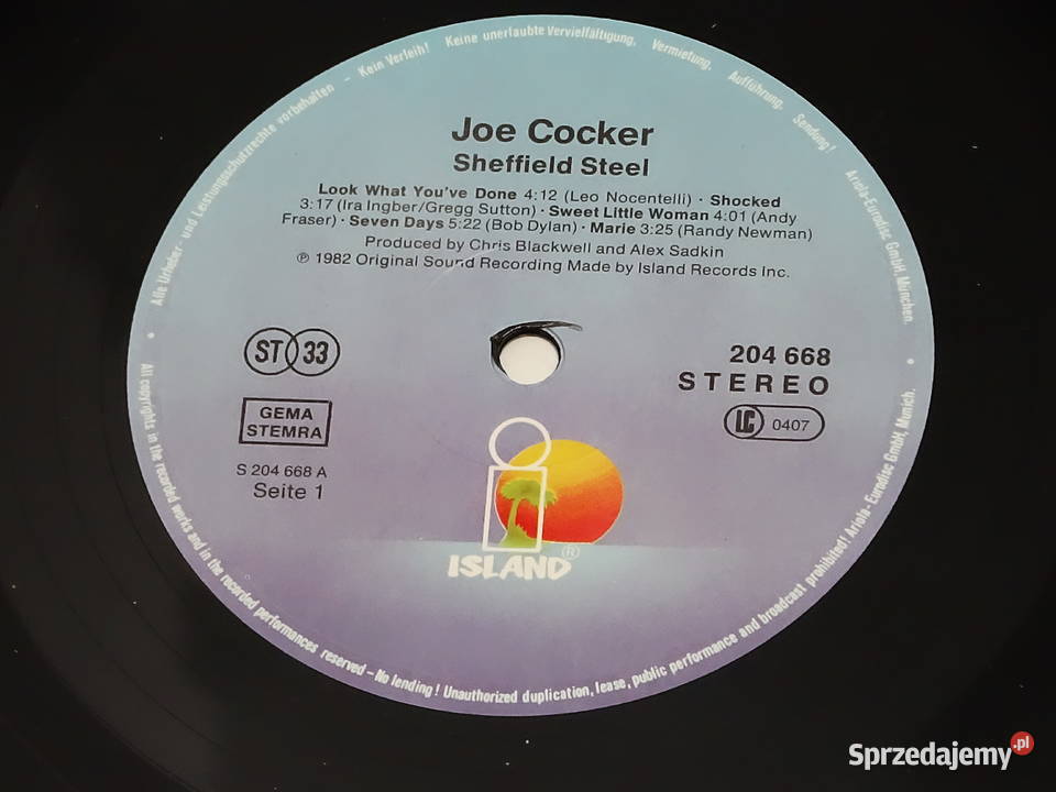 Joe Cocker Sheffield Steel Płyta Winylowa LP