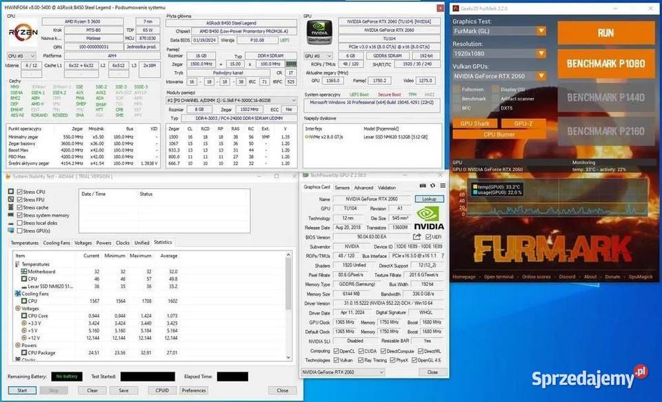 Komputer Gamingowy RTX 2060 Ryzen 5 3600 podkarpackie Tarnobrzeg sprzedam