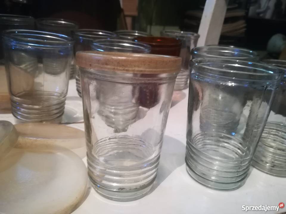 Szklanki dekoracje musztardówki PRL Pleszew sprzedam