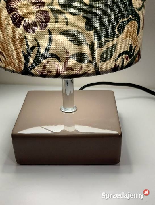 Lampka nocna ceramiczna z abażurem z tkaniny Aleksandrów Łódzki sprzedam
