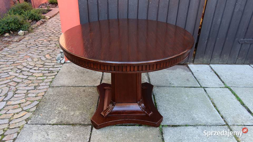 Unikatowy Okrągły Stół Stolik Kawowy Dąb 1920 r