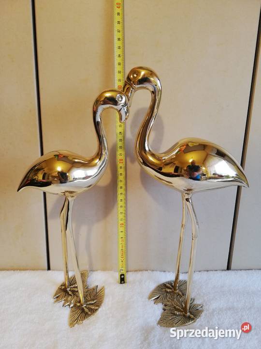 Para Flamingów mosiądz rękodzieło lata 60te Dąbrowa Górnicza sprzedam