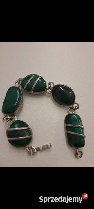 Bransoletka srebrna z malachitami Wa srebro Radom