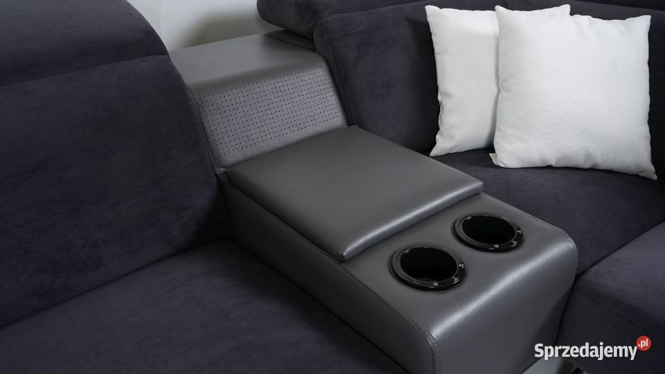 Narożnik tkanina z skórą wysokie nogi miękki 108cm Toruń