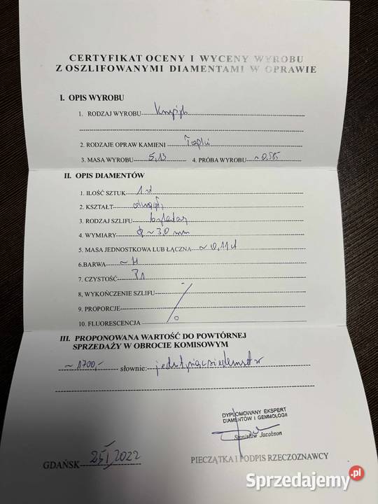 Złota Zawieszka pr 585 514g z Diamentem Elbląg