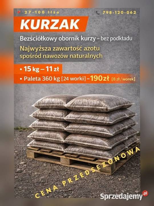 Kurzak bezściółkowy obornik kurzy 15 DOSTAWA Iłża