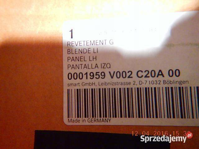 OSŁONA LAMPY TYŁ LEWA SMART NOWA ORYGINAŁ ASO