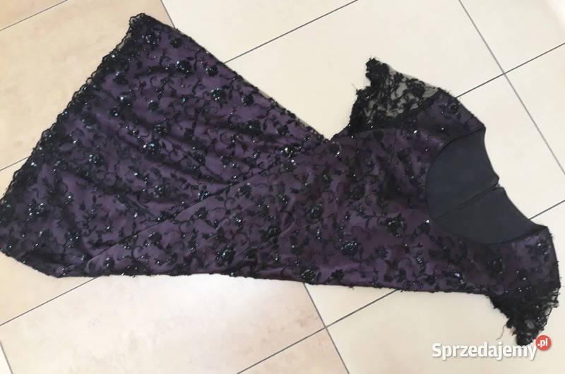 Suknia na bogatoluksusowa z rękawem fioletowy Sosnowiec