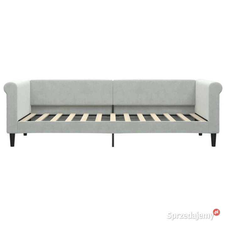 Sofa z materacem do spania jasnoszara aksamit