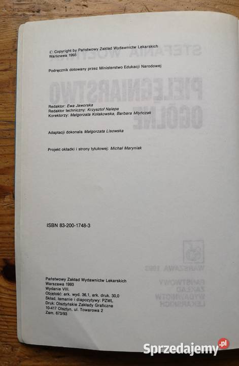 Pielęgniarstwo ogólne Stefania Wołynka Rok wydania 1983 Katowice