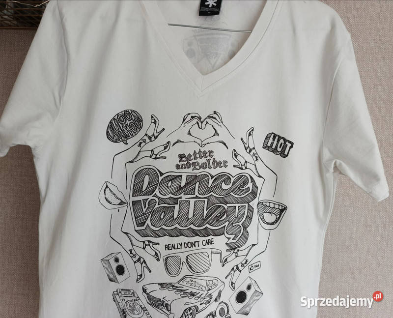 Bluzka męska Tshirt biała z nadrukiem Łódź