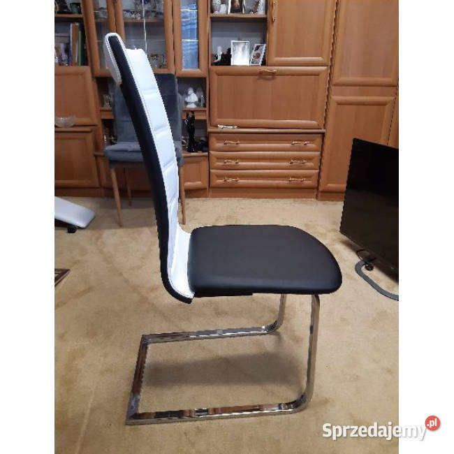 Krzesla biało czarne ekoskóra chrom PIĘKNE Ostrowiec Świętokrzyski