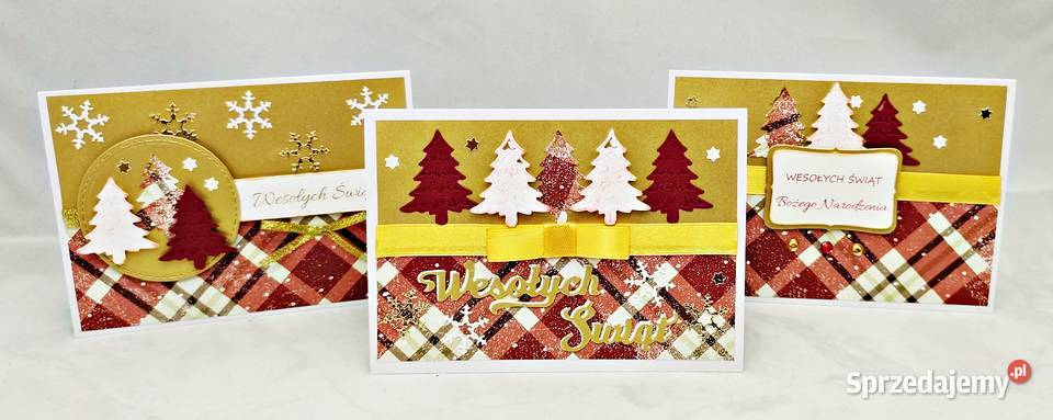 Kartki świąteczne ręcznie robione zestaw 3 sztuk Wejherowo