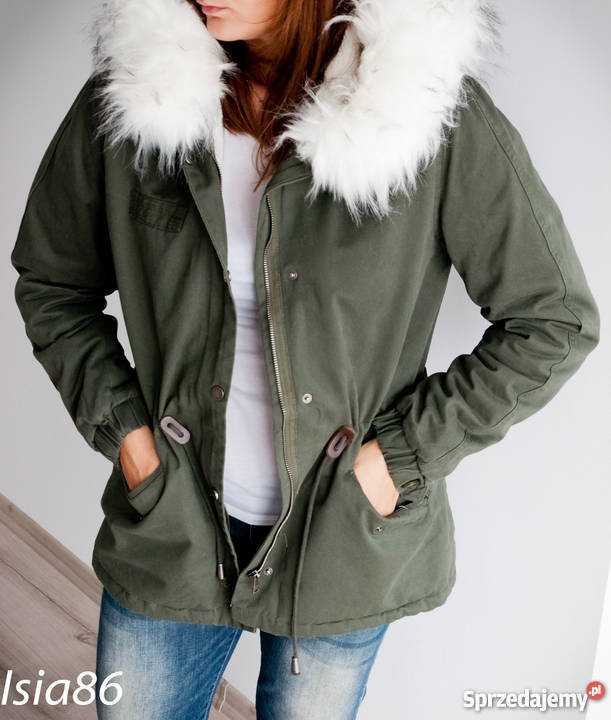 Kurtka Parka Eco FutroKhakiArmy Green Inny materiał Kraków