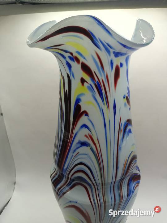 Szklany wazon duży kolorowy barwiony w masie Zamość