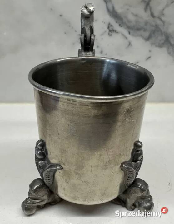 Kubek posrebrzany metalowy z lat PRLu Łódź