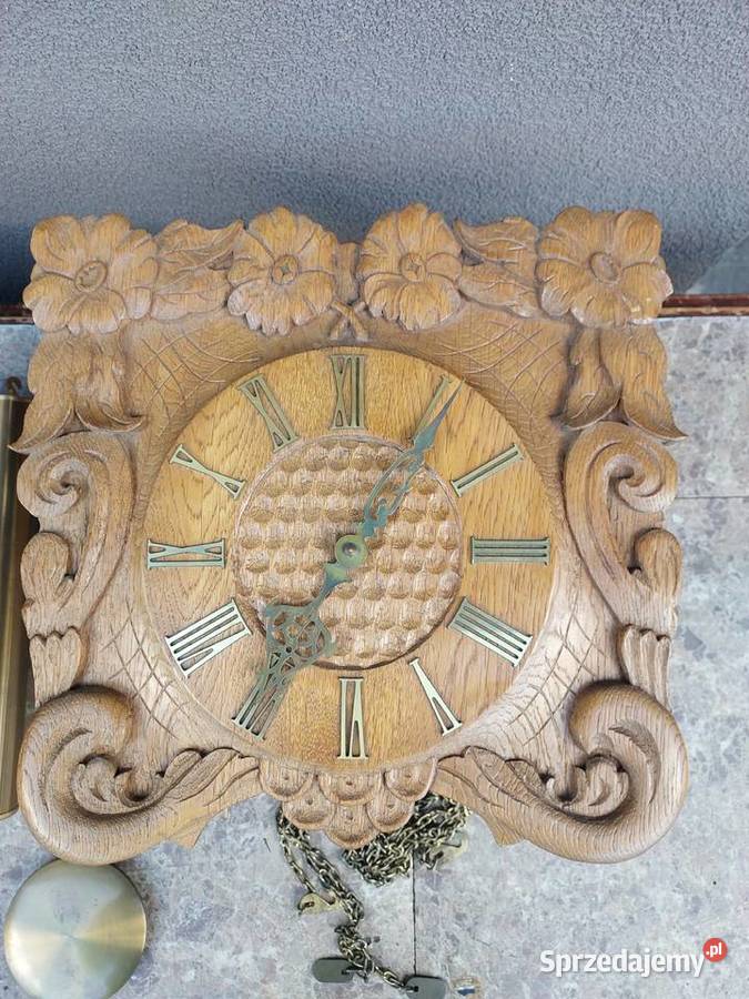 Stary zegar ścienny Brixon 1971r rzeźbiony Tczew
