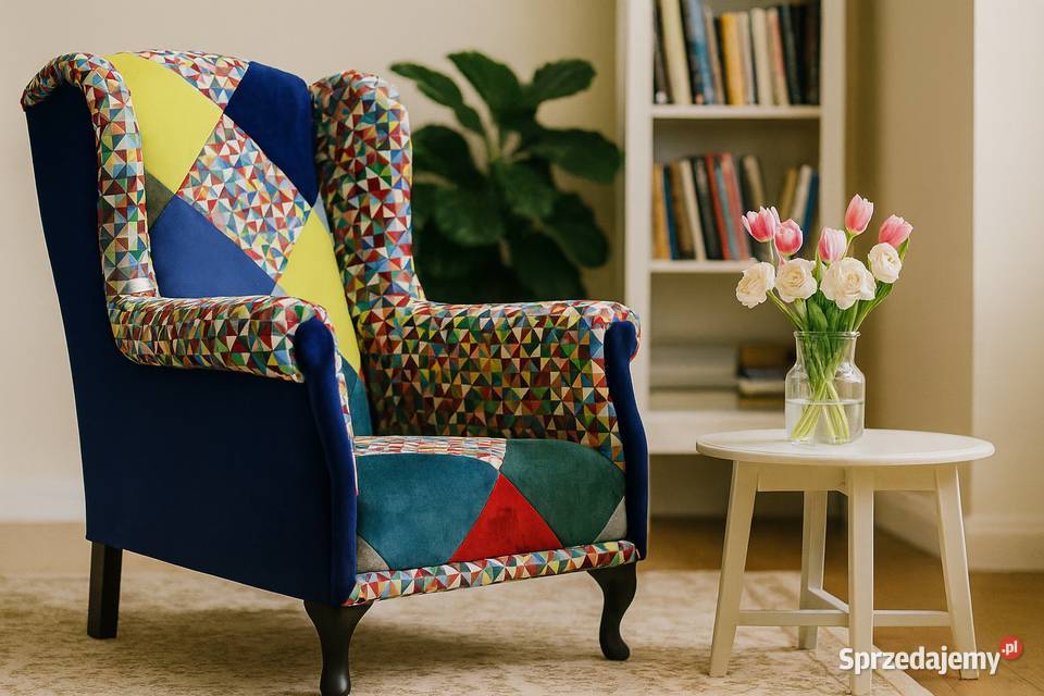 Fotel Uszak Designerski Wypoczynkowy Patchwork sprzedam