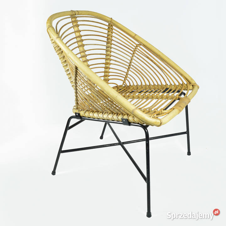 Rattanowy fotel kubełkowy Dania lata 60 Warszawa