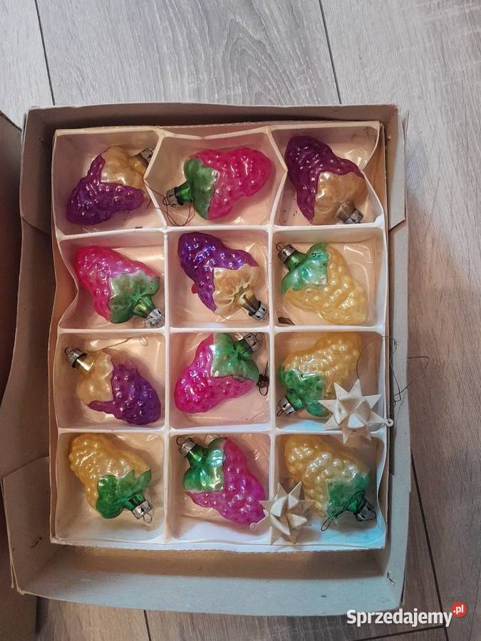 Ozdoby choinkowe bąbki oświetlenie lampki z prl Konstantki