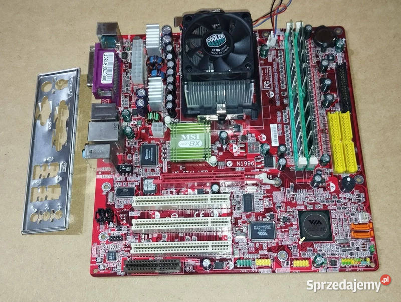 Płyta MSI MS6741 Procesor Radiator Pamięć Elektronika