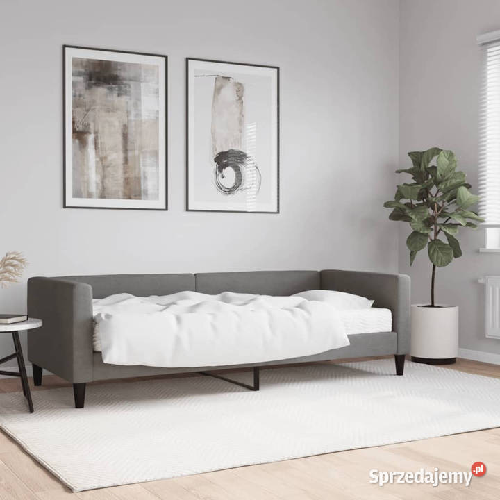 Sofa z materacem do spania ciemnoszara tkanina mazowieckie Warszawa sprzedam