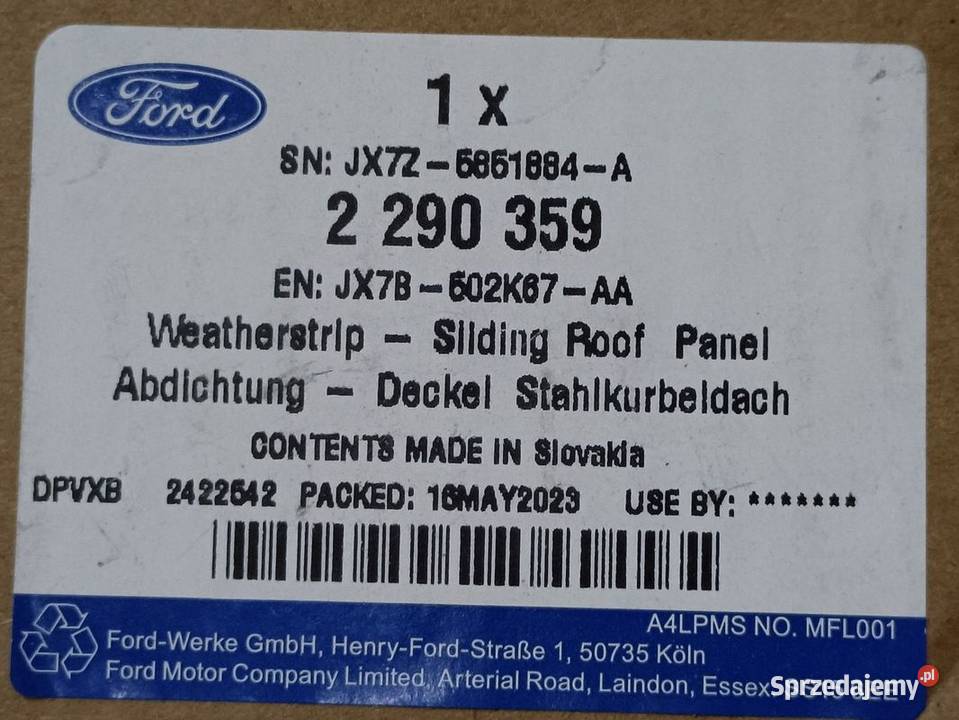 FORD FOCUS MK4 USZCZELKA SZYBERDACHU