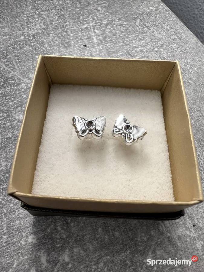 Kolczyki srebrne z diamentem motylki motylek Jasło