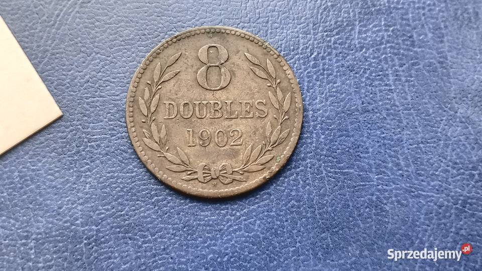 Stare monety 8 doubles 1902 Guernsey Lesko