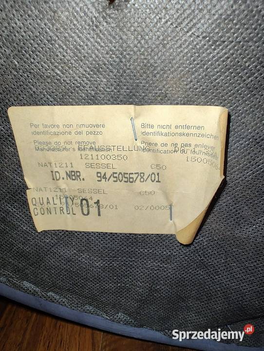 Fotel niebieski skórzany na kółkach Legnica