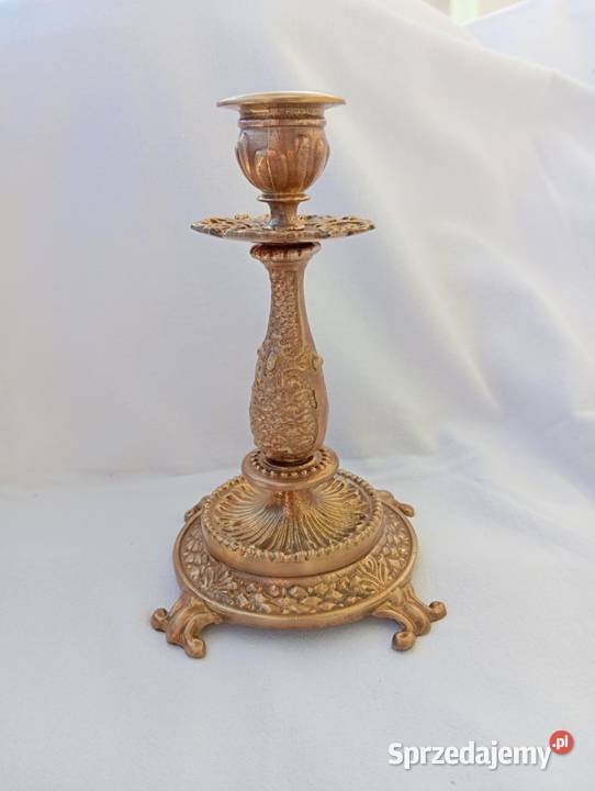 ŚWIECZNIK MOSIĘŻNY ZDOBIONY ORYGINALNY WZÓR opolskie Niemodlin