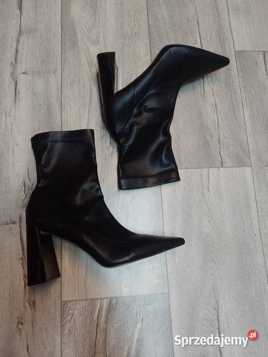 4142 Czarne Biznesowe Botki wieczorowe na Kraków