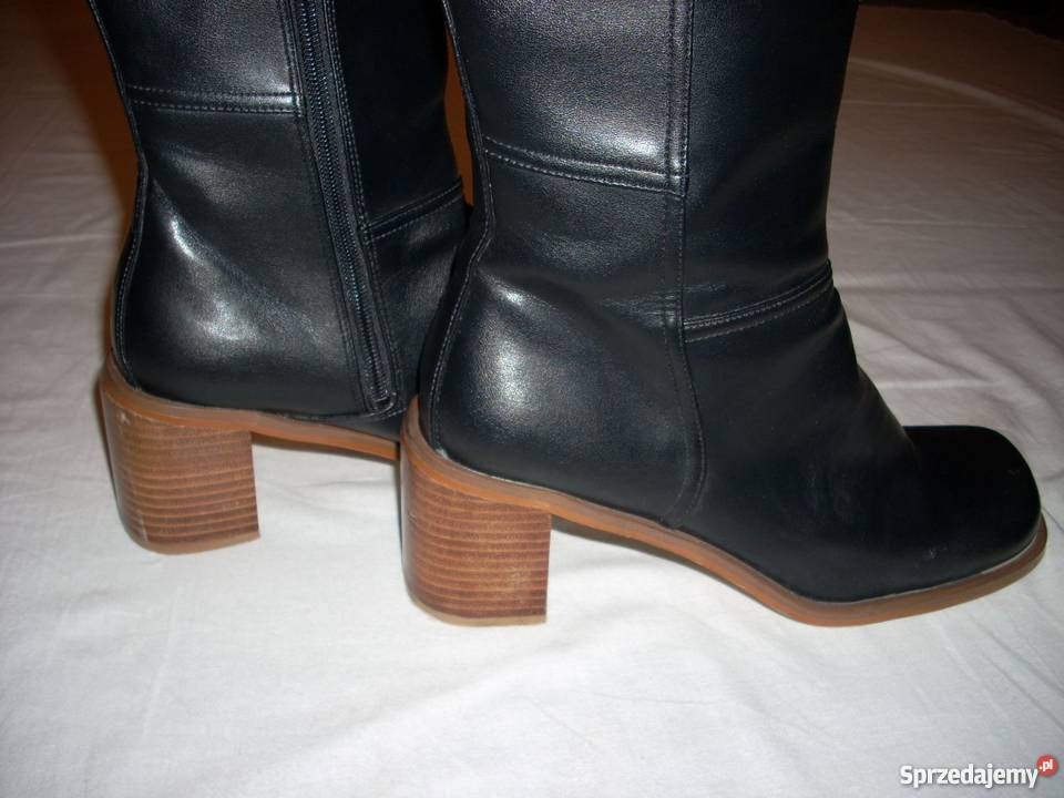 Gładkie czarne kozaczki 39 40 kozaki małopolskie Nowy Sącz