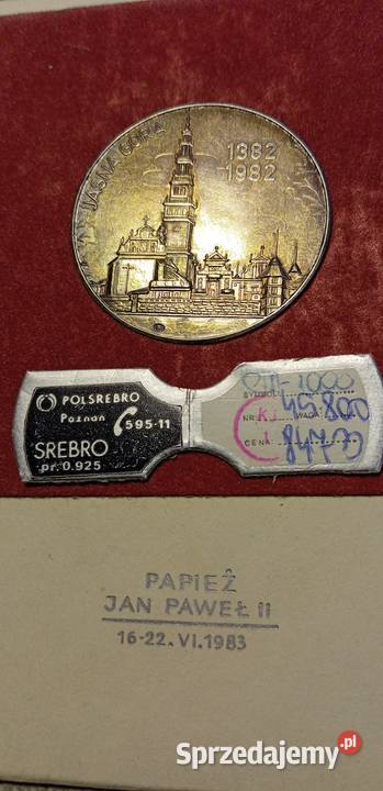 UNIKAT MEDAL Jan Paweł II Jasna Góra 13821982 Warszawa