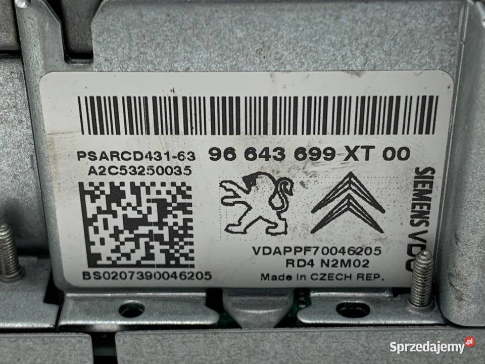 RADIO PEUGEOT 207 96643699XT 0615 ODTWARZACZ osobowe